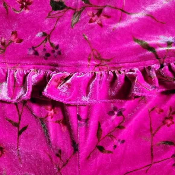 FINAL PRICE Vintage Hanna Andersson Pink Velour Floral Romper Ruffle 6-12mo/70cm - Picture 11 of 12